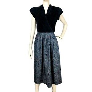 Vintage 60s/70s Orvis Paisley Pleated High Waist Midi Skirt Pockets Size 8